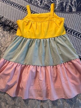 Colorblock Tiered Sundress - Yellow, Mint, Pink